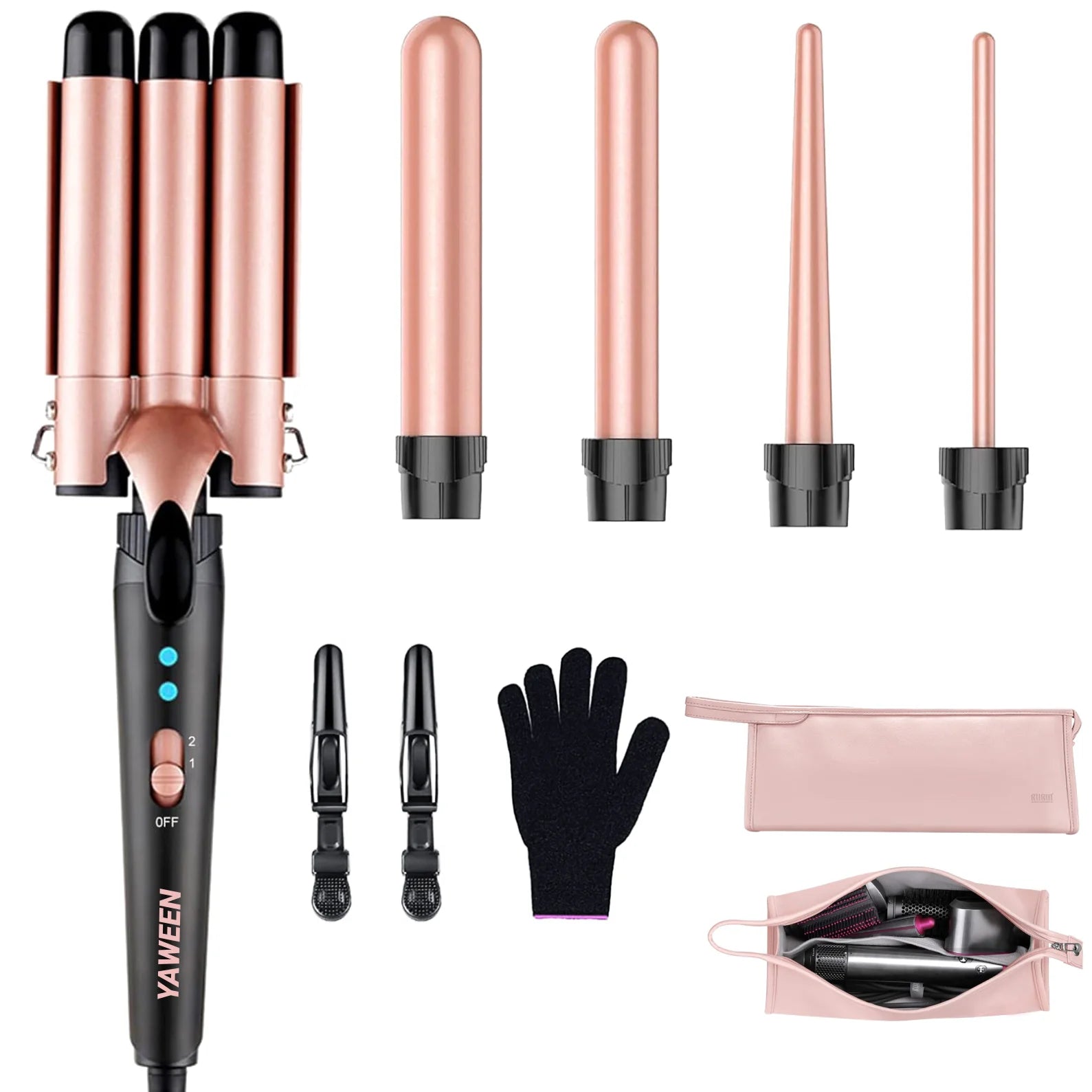 Curling Iron 5-in-1 Hair Curler Professional Curling Wand Beach Waves Hair Tools Appliances Suitable For All Hair Types