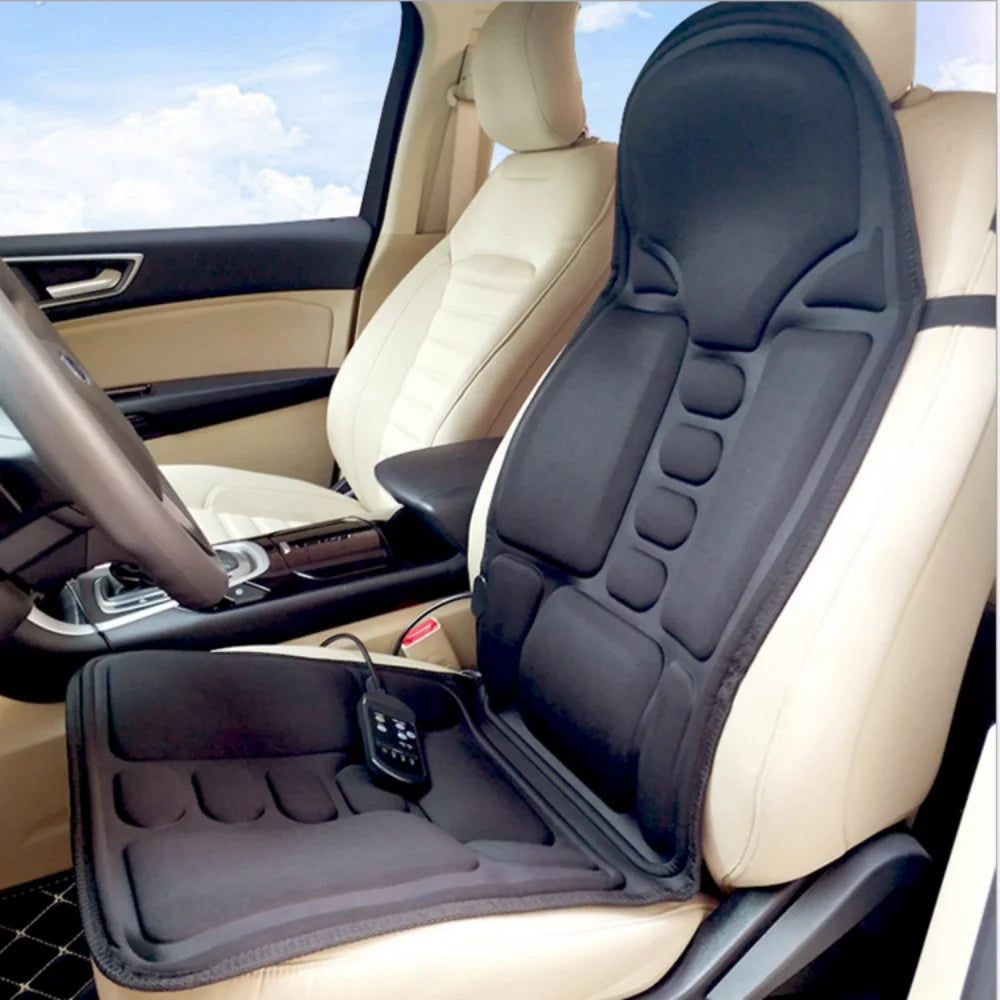Electric Portable Heating Vibrating Back Massager Chair In Cussion Car Home Office Lumbar Neck Mattress Pain Relief Mat