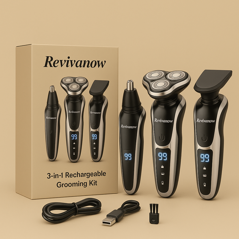 3-in-1 Electric Razor for Men with USB Rechargeable Trimmer