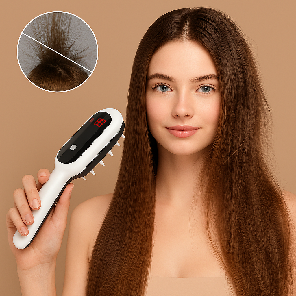 Fortschrittlicher Haarwuchs-Massagekamm mit Rot- und Blaulichttherapie